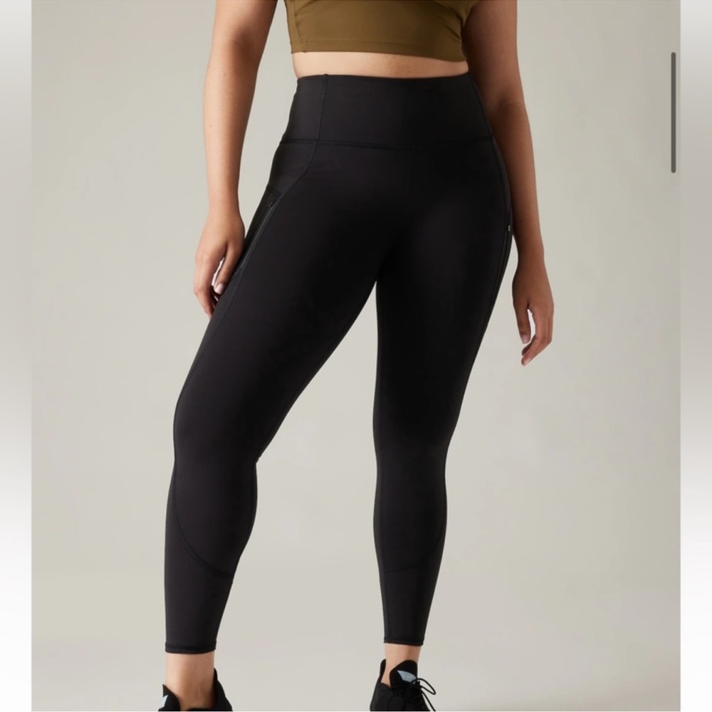 NWOT Athleta Rainier Tights Fleece Lined Black (Large) - Picture 8 of 12